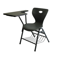 Chaise de formation moderne avec tablette d'écriture et panier à livres, chaise d'étudiant en plastique pour salle de classe et bureau