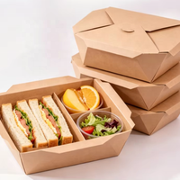 Boîte à emporter pliable en papier kraft brun de qualité alimentaire, étanche, emballage alimentaire jetable pour restaurant