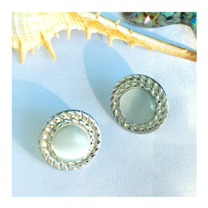 ต่างหูคริสตัลสีเทอร์ควอยซ์ทรงรีสไตล์วินเทจต่างหูแฟชั่นชุบทองแท้แท้เครื่องประดับไข่มุกสแตนเลส - Product Image 2