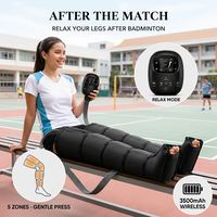 Masseur de jambes à compression d'air progressive séquentielle, bottes de récupération à 5 chambres, sans fil, 6 modes, 8 niveaux