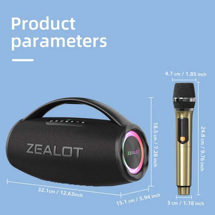 New Arrival Zealot S97M Portable 80W RGB Wireless Speaker with