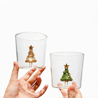 Tasse en verre transparente créative en forme de sapin de Noël, résistante aux hautes températures, pour petit-déjeuner, lait et café