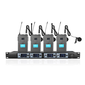 Gran oferta, sistema de micrófono de mano inalámbrico Lavalier UHF de 4 canales con pantalla LCD para <span class=keywords><strong>Karaoke</strong></span> y fiestas familiares, solapa XLR - Product Image 1