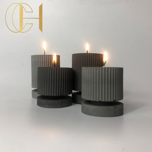 C & H Vente en gros Logo personnalisé Original Mat Vaisseaux de bougie en ciment vide Pot à bougie en béton <span class=keywords><strong>gris</strong></span> avec couvercle - Product Image 3