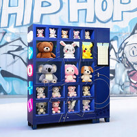 Distributeur automatique de jouets en peluche directement de l'usine, avec écran transparent en acrylique, 19 compartiments, acceptant les paiements par pièces/espèces/cartes