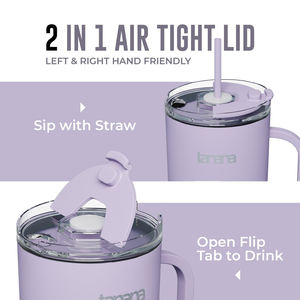 <span class=keywords><strong>TANANA</strong></span> 40oz 304 acier inoxydable sans BPA bureau voyage voiture maison bouteille d'eau tasse à café tasse à thé gobelet avec poignée et paille - Product Image 3