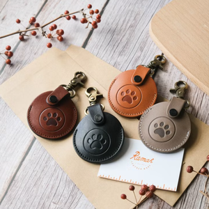 Porte-clés GSC avec empreintes de pattes d'animaux, étui rond pour clés, pendentif, porte-clés durable en cuir PU - Product Image 6