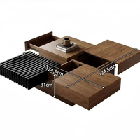 Nouvelle table basse carrée pliable moderne en bois grainé de style vintage, écologique et compacte pour les petits salons
