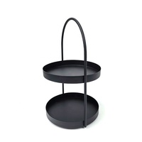 Haute qualité 2 niveaux rond cadre en métal plateau petits objets support de rangement bijoux présentoir support avec poignée pour la décoration intérieure