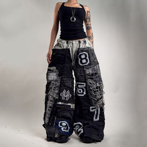 DIZNEW 2025 남성용 트렌디 한 빈티지 디자이너 청바지 매우 복잡한 패치 워크 스타일 여름 의류 세탁 첫 번째 선택 - Product Image 1