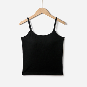Top a canotta a <span class=keywords><strong>spalline</strong></span> <span class=keywords><strong>sottili</strong></span> regolabili <span class=keywords><strong>con</strong></span> imbottitura sul petto senza maniche canottiere sportive Casual da donna. - Product Image 5