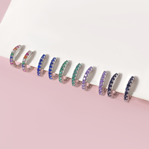 Pendientes de Aro Pequeños de Moda Estilo Arcoíris, Joyería de Moda Unisex, Aleación de Cobre con Circonita, Chapado en Oro de 18K, Regalo al por Mayor - Product Image 6