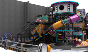 Aire de jeux intérieure, équipement de jeu souple avec piscine à balles, toboggan, trampoline <span class=keywords><strong>pour</strong></span> bébés et enfants, jouets de style cyberpunk violet - Product Image 6