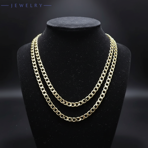 08 Xuping Custom Corrente Cubana Banhada a Ouro 14K Múltiplas Larguras e Comprimentos Corrente Figaro para Mulheres e Homens - Product Image 1