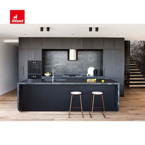 Alland ตู้ครัวผู้ผลิตแผงประตูที่กำหนดเองเฟอร์นิเจอร์ไม้มาตรฐานแผงร่องตู้ครัวเกาะ - Product Image 6