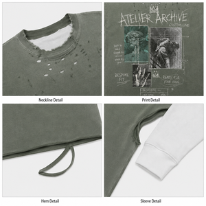 Custom 300 GSM 100% Cotton Distressed Double Layer <b>Long</b> Sleeve <b>T</b>-<b>shirt</b> Boxy <b>Fit</b> Sun Faded Streetwear Wholesale Tee Men <b>T</b> <b>Shirt</b> - Product Image 3