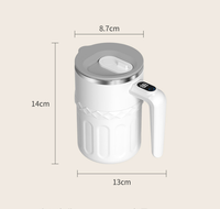 Mug à café multifonctionnel à agitation automatique avec affichage LED, poignée, couvercle en bois, doublure en acier inoxydable, tasse de voyage