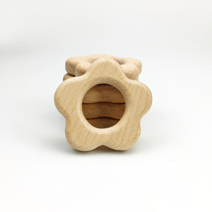 Nouveau bébé produits fleur en forme de hêtre chaîne dentaire <span class=keywords><strong>collier</strong></span> en bois dents pendentif - Product Image 5