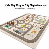 Tapis de jeu éducatif pour enfants avec carte routière de ville, grand tapis antidérapant pour la décoration de la chambre des enfants, idéal pour les jeux de voitures et la décoration.