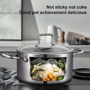 LENNO высококачественный кухонный горшок с антипригарным покрытием большой кухонный горшок для супа из нержавеющей стали большой емкости