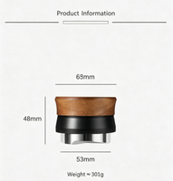 Distributeur de café à 3 lames avec couvercle en bois massif, niveleur de poudre d'espresso par gravité, outil de barista 51mm 53mm 58mm