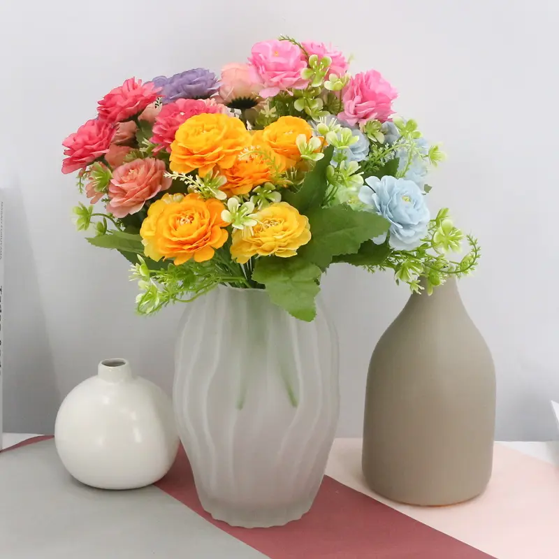 Arrangement de fleurs d'hibiscus artificielles en soie, evergreen 31cm, petite fleur pour vase, arrangement de décoration