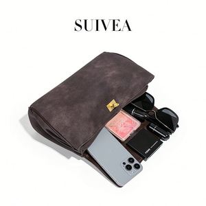 Women <b>Vintage</b> Suede Shoulder Bag Metal Lock Closure Large Capacity Soft Handbag Removable Strap Casual Crossbody <b>Purse</b> Daily Two - Product Image 5