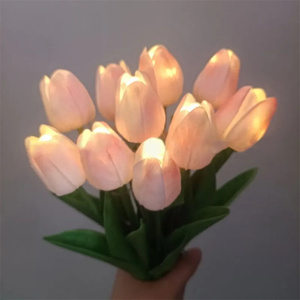 Christmas Lighting Wedding Home Party Decor LED <strong>Tulip</strong> Night Lights Artificial Flowers Bouquet <strong>Table</strong> Lamp - Product Image 2
