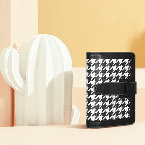 <span class=keywords><strong>Portafoglio</strong></span> da <span class=keywords><strong>donna</strong></span> a scacchiera retrò marrone <span class=keywords><strong>nero</strong></span> con cerniera corta con chiusura aperta in Nylon con fodera leopardata - Product Image 3