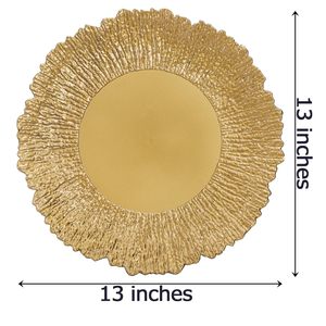 13 Inch Round Silver Gold Charger Plates Reusable <strong>Reef</strong> Serving Round Dinner Restaurant Plate - Product Image 4