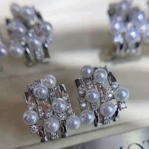 9351DIY Pearl Accessories S925 Silver Set Empty Support Multi-Pearl Ring & Earring Accessories Fashionable Silver Jewelry - Product Image 2