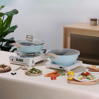 Ensemble de casseroles en aluminium commercial 4 pièces, compatible induction, avec couvercles en verre, pour cuisson et lave-vaisselle
