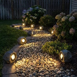 Lampada Solare LED da Esterno a Forma di Pietra, Faretto da Giardino, Luci Decorative per Paesaggio, Lampade Solari Impermeabili per Prato - Product Image 5