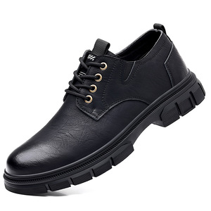 Zapatos Casuales de Cuero para Hombre, Punta Redonda, Cordones, Suela de Goma, Cómodos para Conducir en Todas las Estaciones - Product Image 5