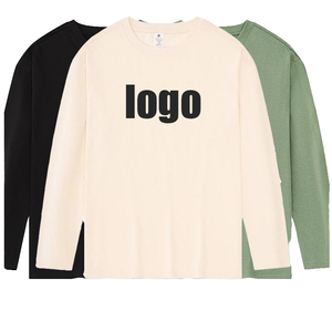 เสื้อยืดแขนยาวผู้ชายสไตล์เรโทร ผ้าฝ้าย 100% หนัก 275GSM ทรงโอเวอร์ไซส์ ไหล่ตก คอกลม สไตล์วินเทจ สตรีทแวร์ลำลอง ขายส่ง - Product Image 1
