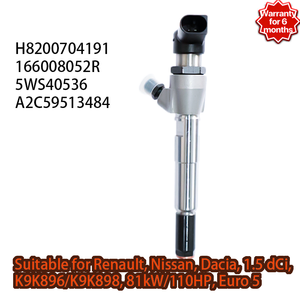Iniettore Diesel H8200704191 166008052R 8200903034 Compatibile con Motori Renault Nissan <span class=keywords><strong>Dacia</strong></span> <span class=keywords><strong>1.5</strong></span> <span class=keywords><strong>DCi</strong></span> K9K, Ricambio Intercambiabile - Product Image 1