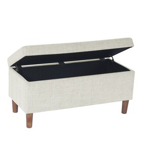 Accent Storage Bench Modern Adjustable Cream Chevron Woven Fabric 36 Inch Bedroom & Living Room - Product Image 5