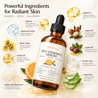 Sérum facial anti-âge à 20 % de vitamine C ETRUN ALISA Private Label, texture plus lisse, pH équilibré, soin de la peau léger