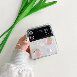 Cherry Peach Glitter decoración anticaída estilo coreano ins funda de teléfono móvil para mujer para Samsung <span class=keywords><strong>Z</strong></span> <span class=keywords><strong>Flip</strong></span> <span class=keywords><strong>4</strong></span> <span class=keywords><strong>Z</strong></span> Fold 6 w24 <span class=keywords><strong>Flip</strong></span> - Product Image 3