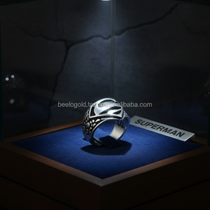 925K Sterling Silver Art Superman Men <b>Ring</b> - Product Image 3