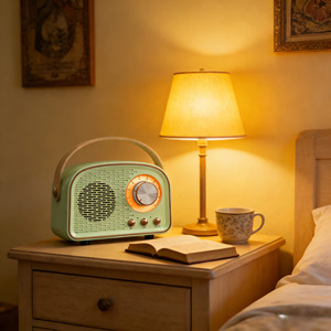 Haut-parleur Bluetooth portable rétro vintage avec poignée, radio FM, TF, AUX, 5-10W, décoration d'intérieur, haut-parleur de bureau, pour cadeau, vente en gros OEM - Product Image 1