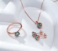 Conjuntos de Joyería de Moda en Oro Rosa, Plata de Ley S925 con Certificación GRA, Corte Brillante de 4CT, Conjunto de Collar con Cadena de Moissanita para Mujer