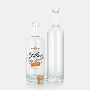 Круглая цилиндрическая форма, дополнительное кремневое стекло, прозрачное 500 мл, пустой ликер для Джин-спирта с Пробковой Крышкой, стеклянная бутылка