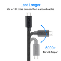 VCOM OEM kabel pengisi daya ponsel, kabel USB mikro USB USB 2.0 panjang 1m 1.5m 1.8m hitam