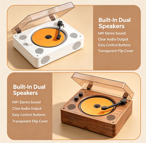 Reproductor de CD retro de escritorio directo de fábrica con altavoz incorporado, audio inalámbrico BT, ranura para tarjeta USB TF, recargable, para el hogar, la oficina y el estudio. - Product Image 4