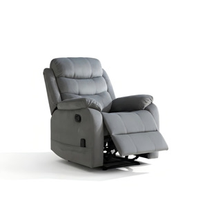 Fauteuil inclinable manuel Steph Plush contemporain en tissu rembourré avec massage lombaire, gris - Product Image 2