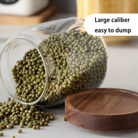 Pot en verre borosilicate moderne avec couvercle en bois, hermétique, sans BPA, 400 ml, résistant à la chaleur, compatible lave-vaisselle, récipients de stockage alimentaire