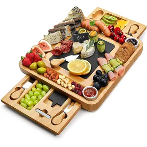 Sustainable Slate Cheese Board Bamboo Charcuterie Cutting Board Bamboo Cheese Board With Cheese Tools