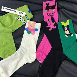 Women's Summer Cartoon <b>Socks</b> Mid-Calf <b>Breathable</b> Jacquard Korean Style Fashionable Thin Design - Product Image 4