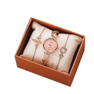 Damen uhren Armbanduhren Damen Quarzuhr Armreif und Armband mit Papier Geschenk box
